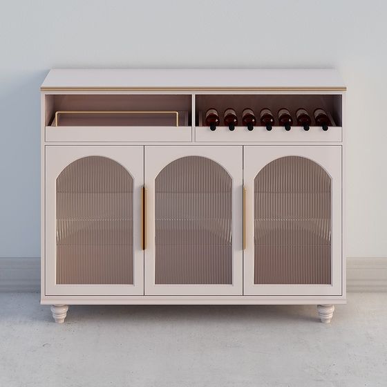 Elegant Low-Polygon Wine Cabinet 3D model