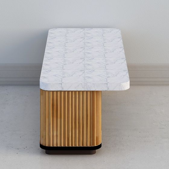 Stylish Marble and Gold Side Table 3D model