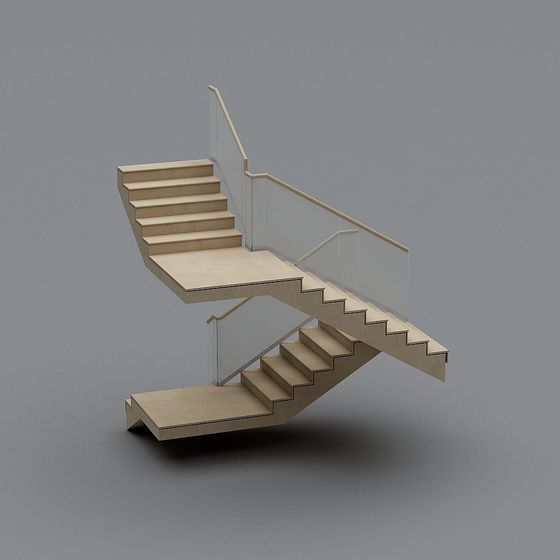 Elegant Low-Polygon Staircase 3D model