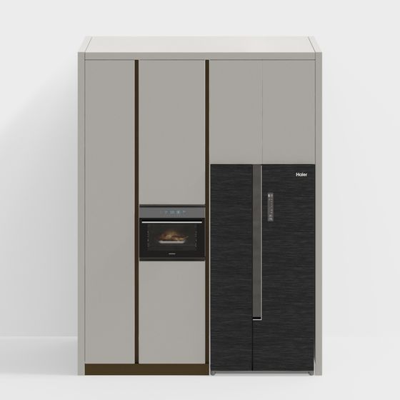 Elegant Low-Poly Refrigerator Cabinet 3D model
