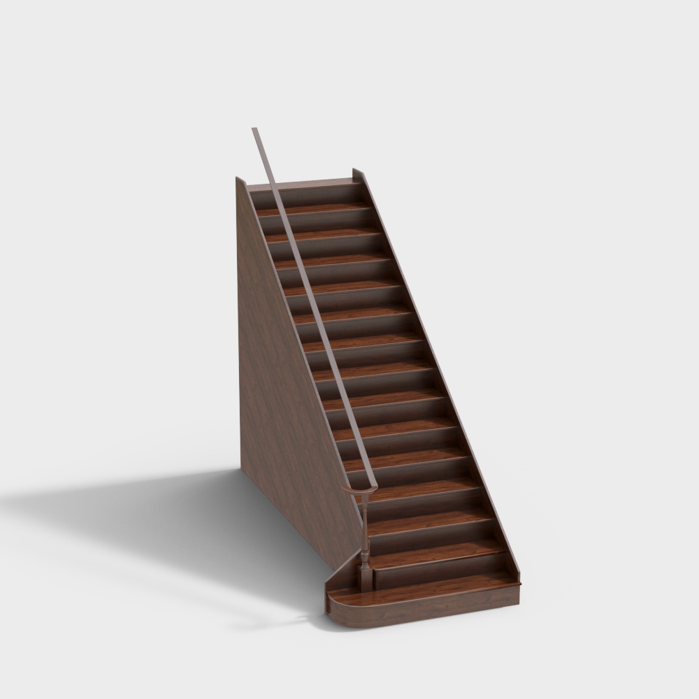 Wooden Staircase 3D Model – Low-Poly Elegant Design
