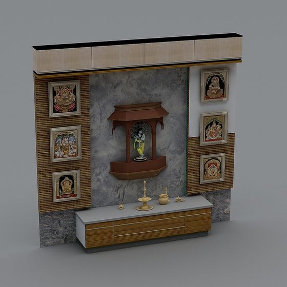 Elegant Indian Style Shrine 3D model for Modern Interiors