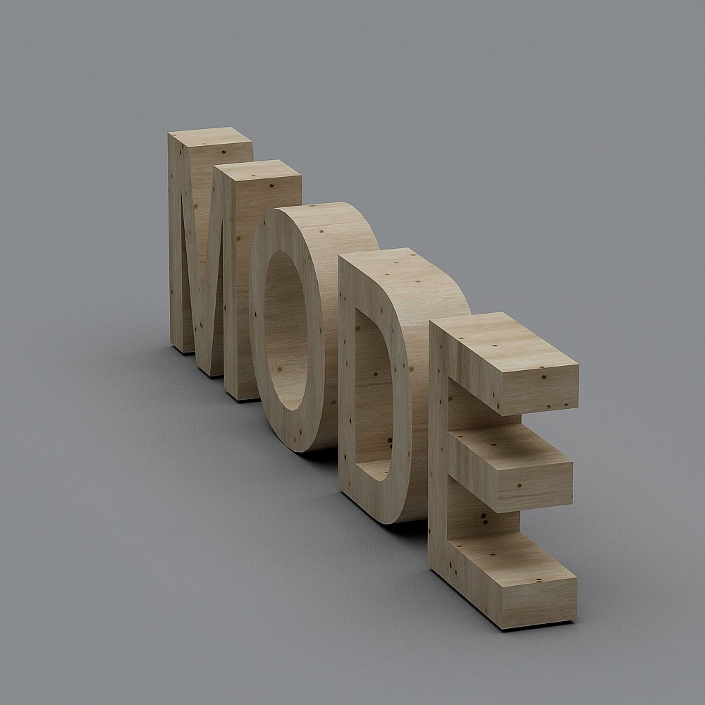 Stylish Wooden Letters 3D model