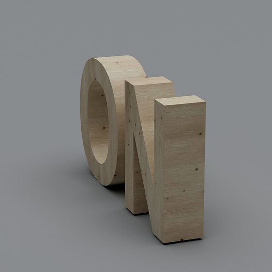 Wooden Letter N Low-Poly 3D Model