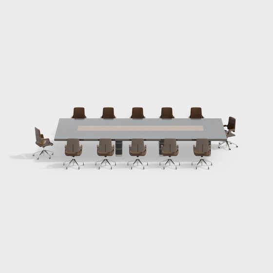 Modern Conference Table and Chair Combination 3D Model