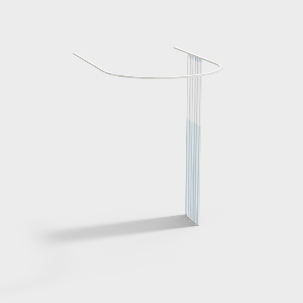 Modern white metal towel rack with vertical bars on light grey background