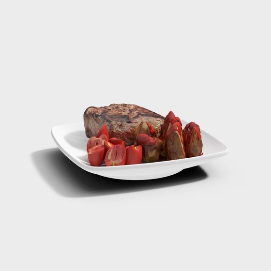 Seared Steak with Roasted Vegetables 3D model