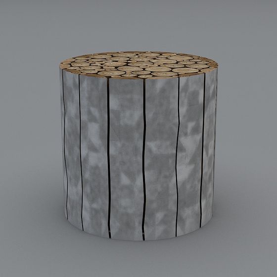Futuristic Metallic Round Side Table 3D model