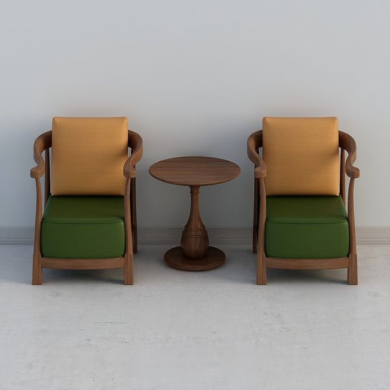 Chic Modern Chinese Leisure Chair 3D Model in Brown