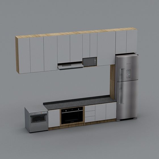 Modern Low-Poly Kitchen Unit 3D model