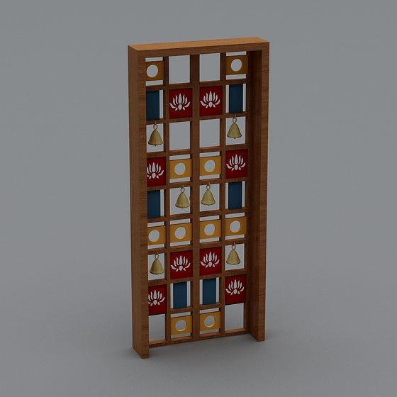 Cultural Decorative Screen 3D model in Low Poly Style