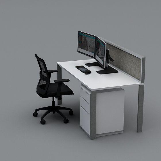Modern Minimalist 3D Desk and Chair Set
