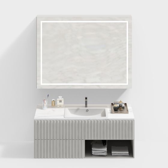 Sleek Minimalist Bathroom Vanity 3D model