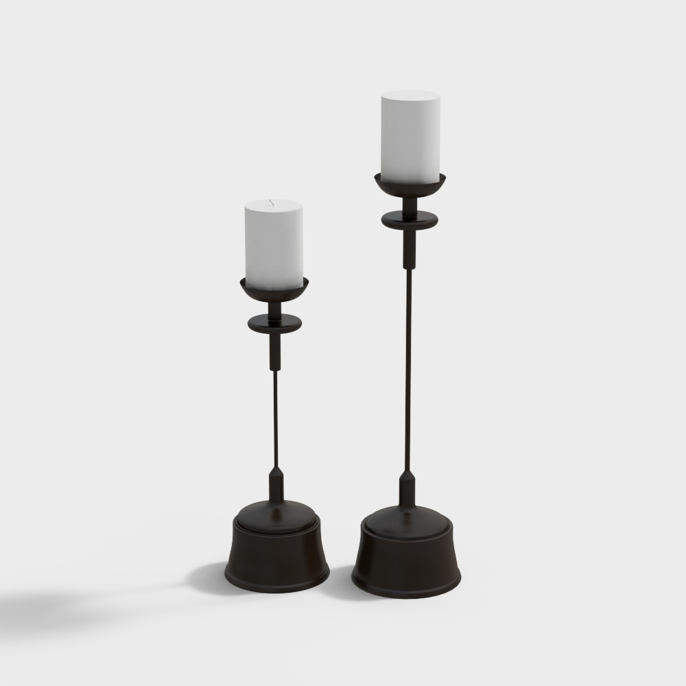 Elegant 3D Candle Holder Set – Black Metal Design