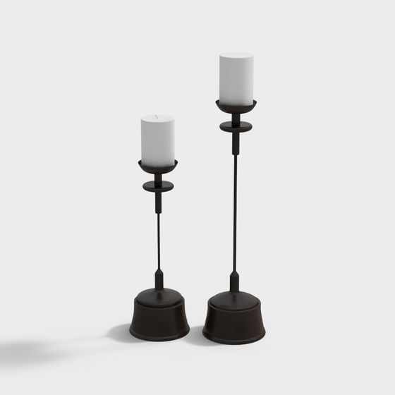 Elegant 3D Candle Holder Set Model
