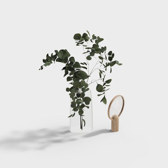 Glass Vase with Eucalyptus 3D model