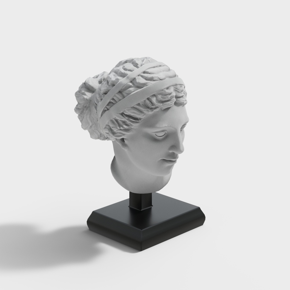 Ancient Goddess Head Sculpture 3D Model – Detailed Stone Texture