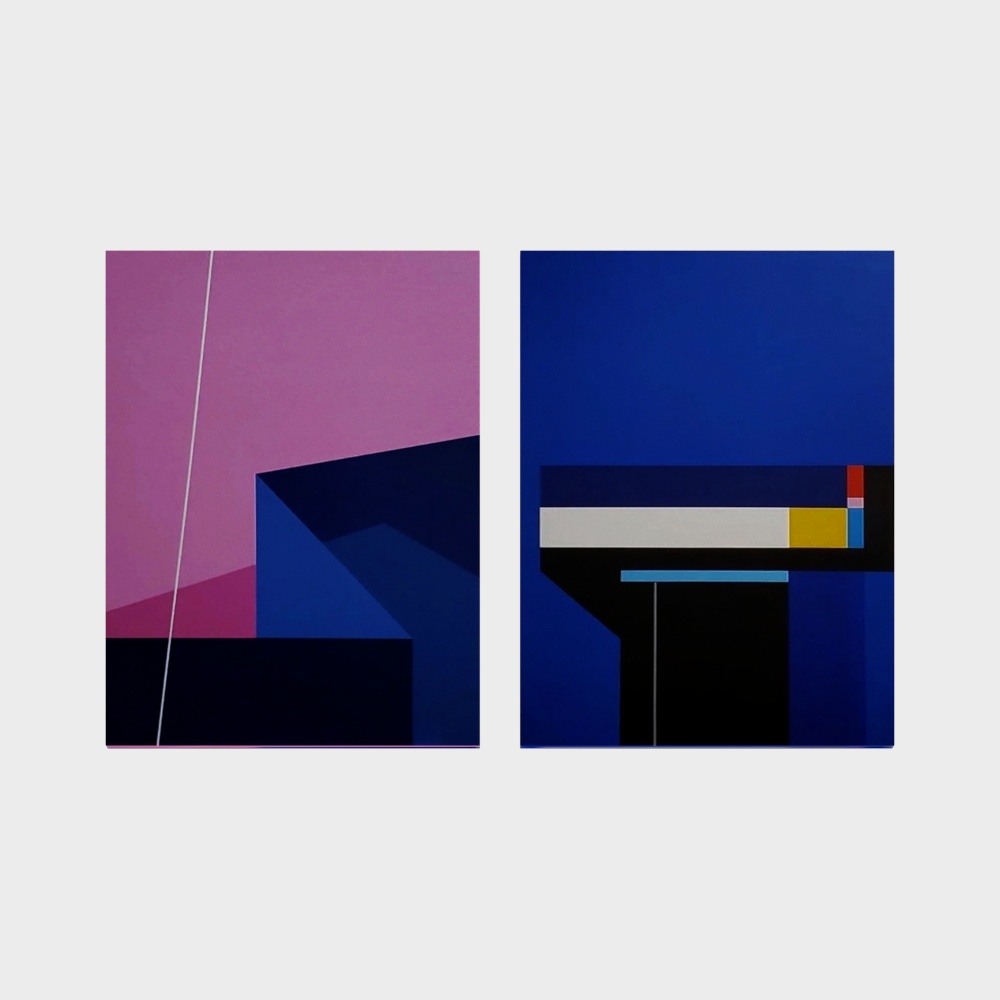 Abstract Geometric Duo 3D Model – Low-Poly Color Contrast