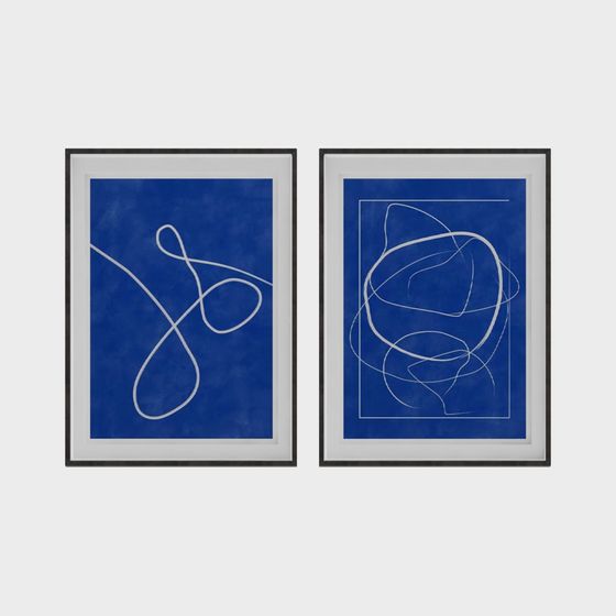 Blue Abstract Lines 3D Model