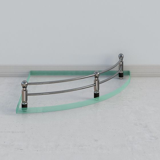 Curved Glass Shelf 3D model for Modern Interiors