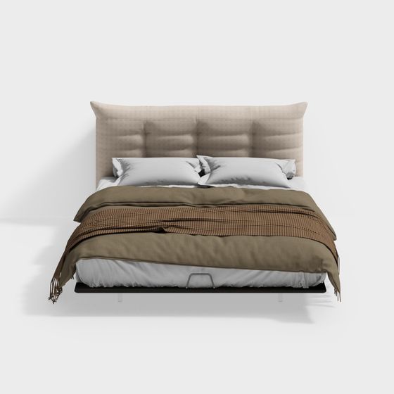 Elegant Minimalist Bed 3D model