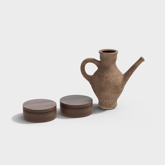 Vintage Teapot Set 3D model for Creative Uses