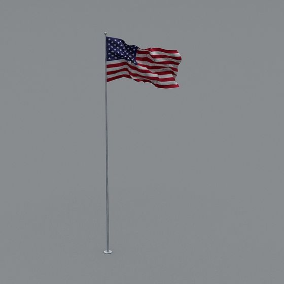 American Flag Pole 3D model