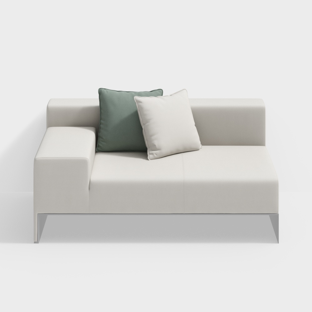Modern Minimalist 3D Sofa Model – Gray Leather Design