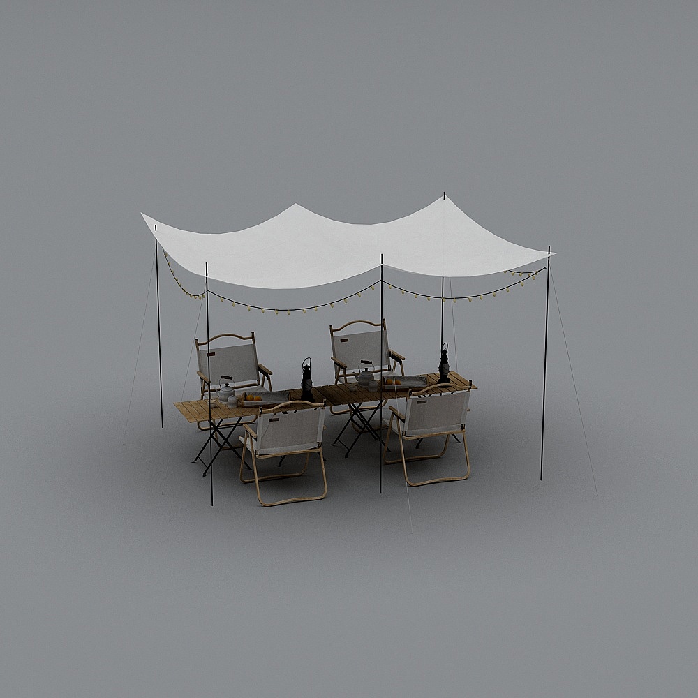 Camping Tent and Outdoor Furniture 3D model