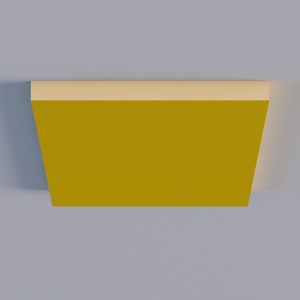 Modern yellow wall light with matte finish and soft glow on grey background