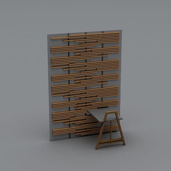 Elegant Wooden Louver Partition 3D model