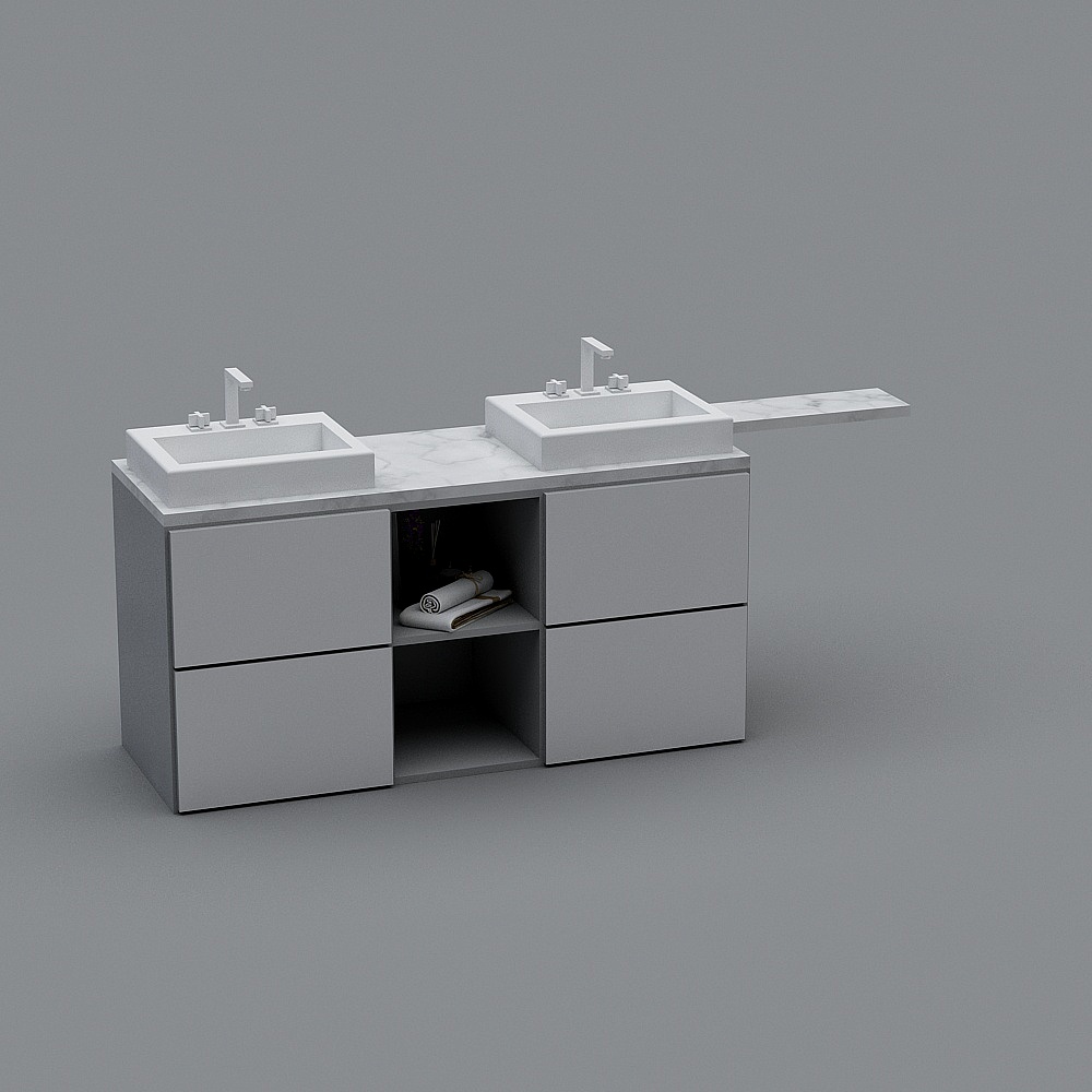 Modern Minimalist Double Sink Bathroom Vanity 3D model