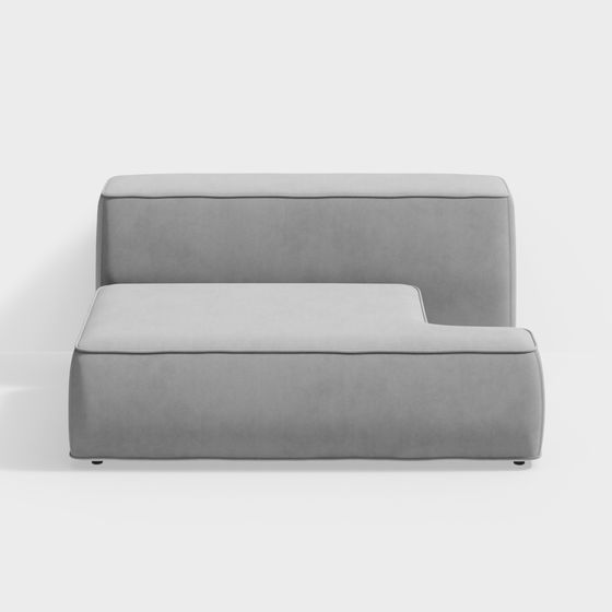 Stylish Low-Poly Gray Sofa 3D model