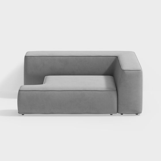 Elegant Gray Low-Poly Sofa 3D model