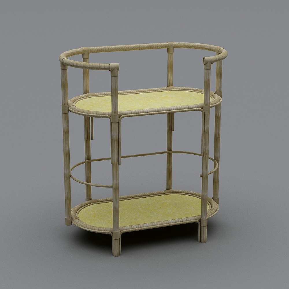 Vintage Rattan Side Table 3D model