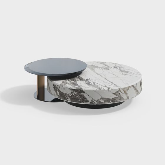 Chic Marble Rotating Coffee Table 3D model for Modern Spaces
