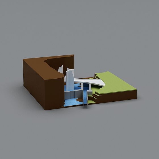 Urban Waterfall Bridge 3D model for Modern Designs