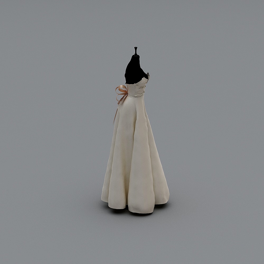 Elegant Low-Poly Wedding Dress 3D Model