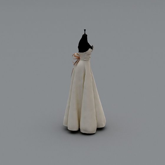 Elegant Low-Poly Wedding Dress 3D Model