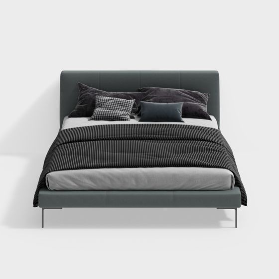 Stylish Low-Poly Bed 3D model for Contemporary Spaces