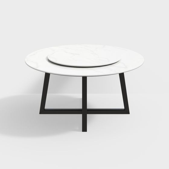 Low-Polygon Marble Round Table 3D model