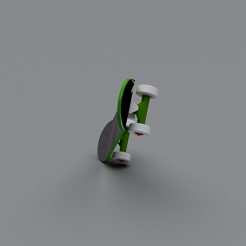 Vibrant Low-Poly Skateboard 3D Model