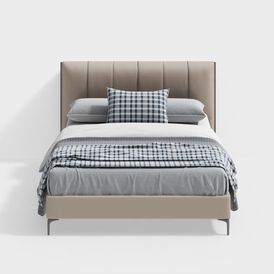 Elegant Low-Poly Bed 3D model for Modern Interiors