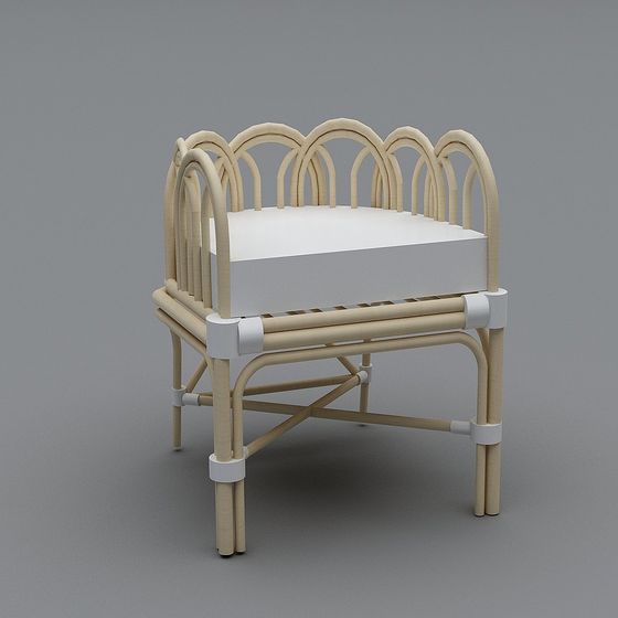 Bamboo-Woven Baby Cradle 3D model
