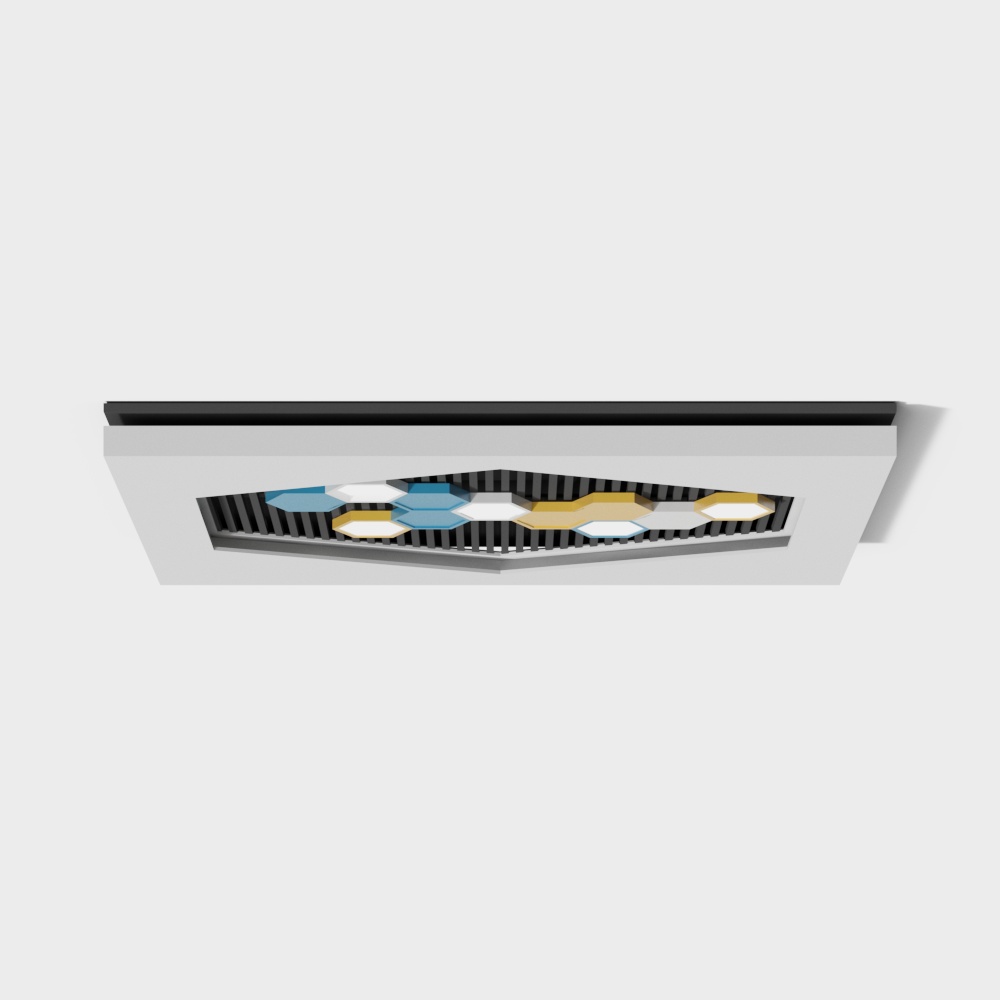 Hexagonal Light Fixture 3D Model – Metallic Lighting Design