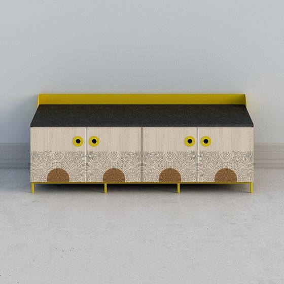 Stylish Low Poly TV Cabinet 3D model