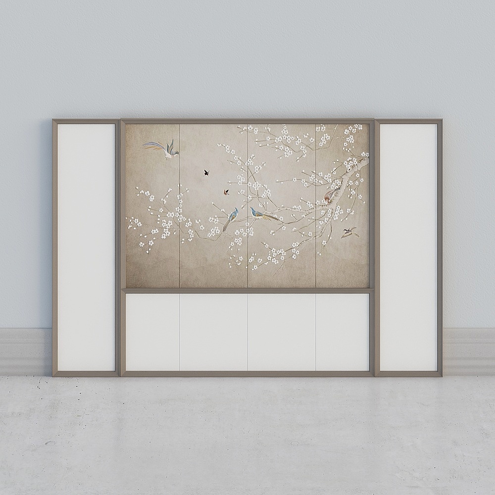 Spring Blossom Bird Screen 3D model
