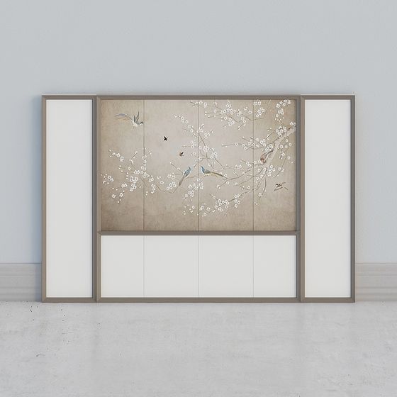 Spring Blossom Bird Screen 3D model