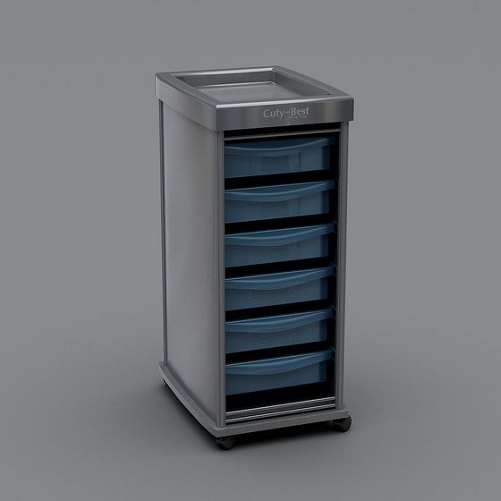 Black Trolley Salon 3D Model for Styling Workspaces