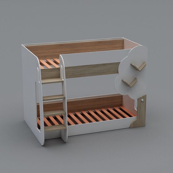 Stylish Low-Poly Bunk Bed 3D model